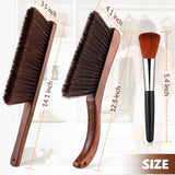 3 Pcs Wooden Hand Broom Set Counter Duster Dusting Bench Brushes Long Soft Bristles Handle Detail Brushes for Fireplace Car Home Bed Sofa Clothes