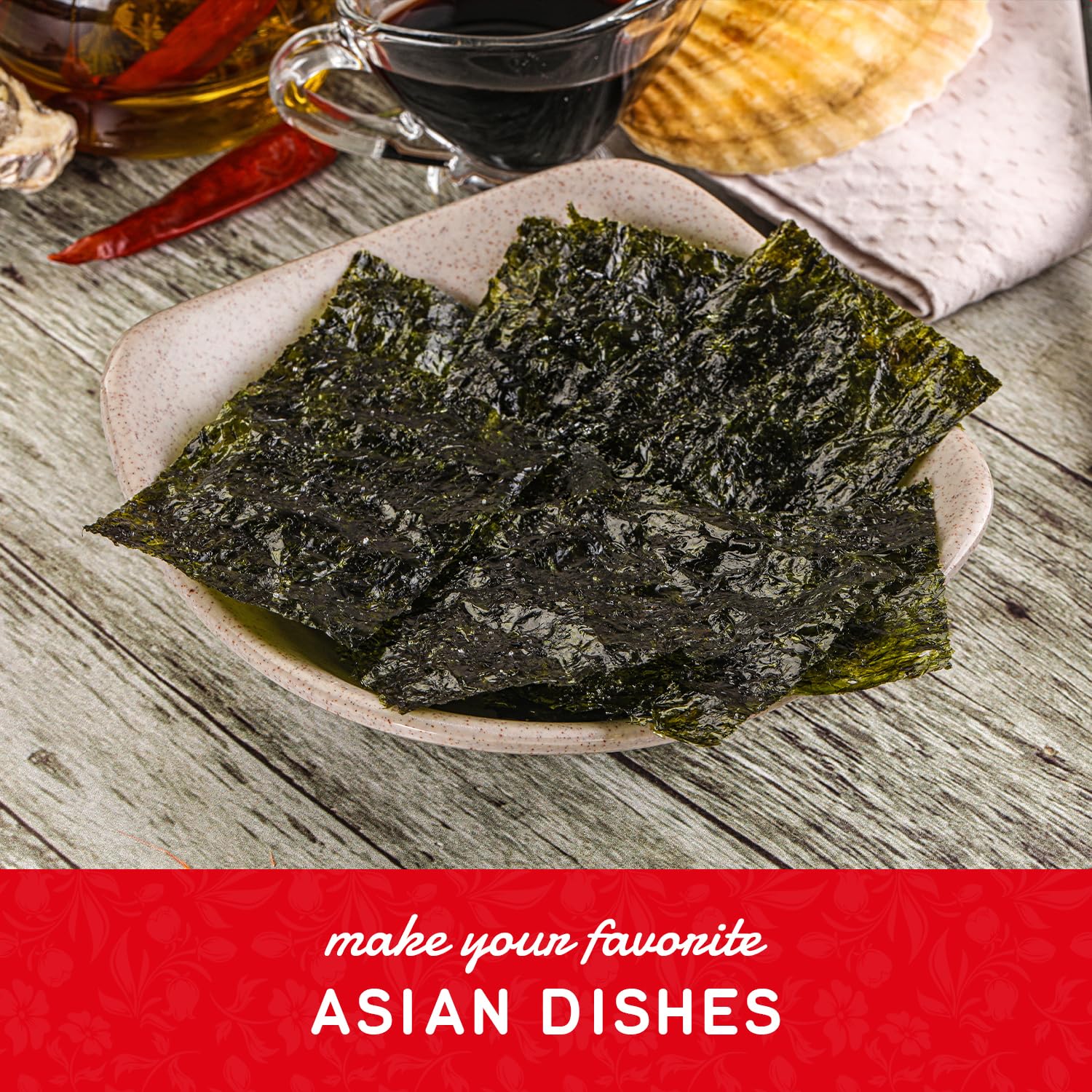 Shirakiku Premium Gold Roasted Seaweed, Yaki Nori, 10 Sheets, Pack of 10