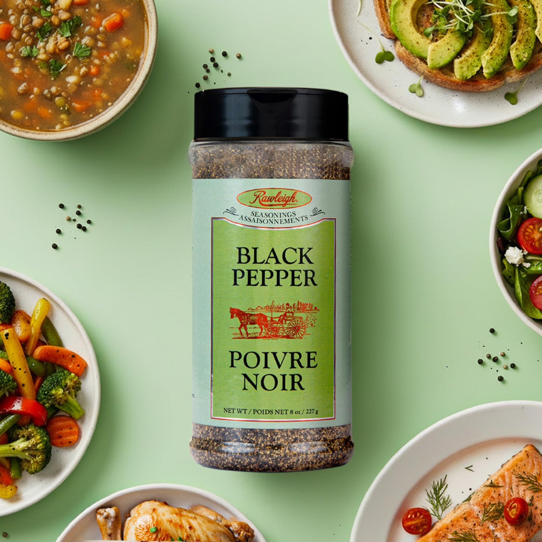 Rawleigh Granulated Black Pepper Seasoning: 8 oz / 227 g (Pack of 3)