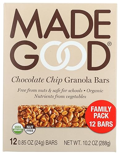 MadeGood Chocolate Chip Granola Bars, 12 Healthy Snack Bars, 0.85 oz Each
