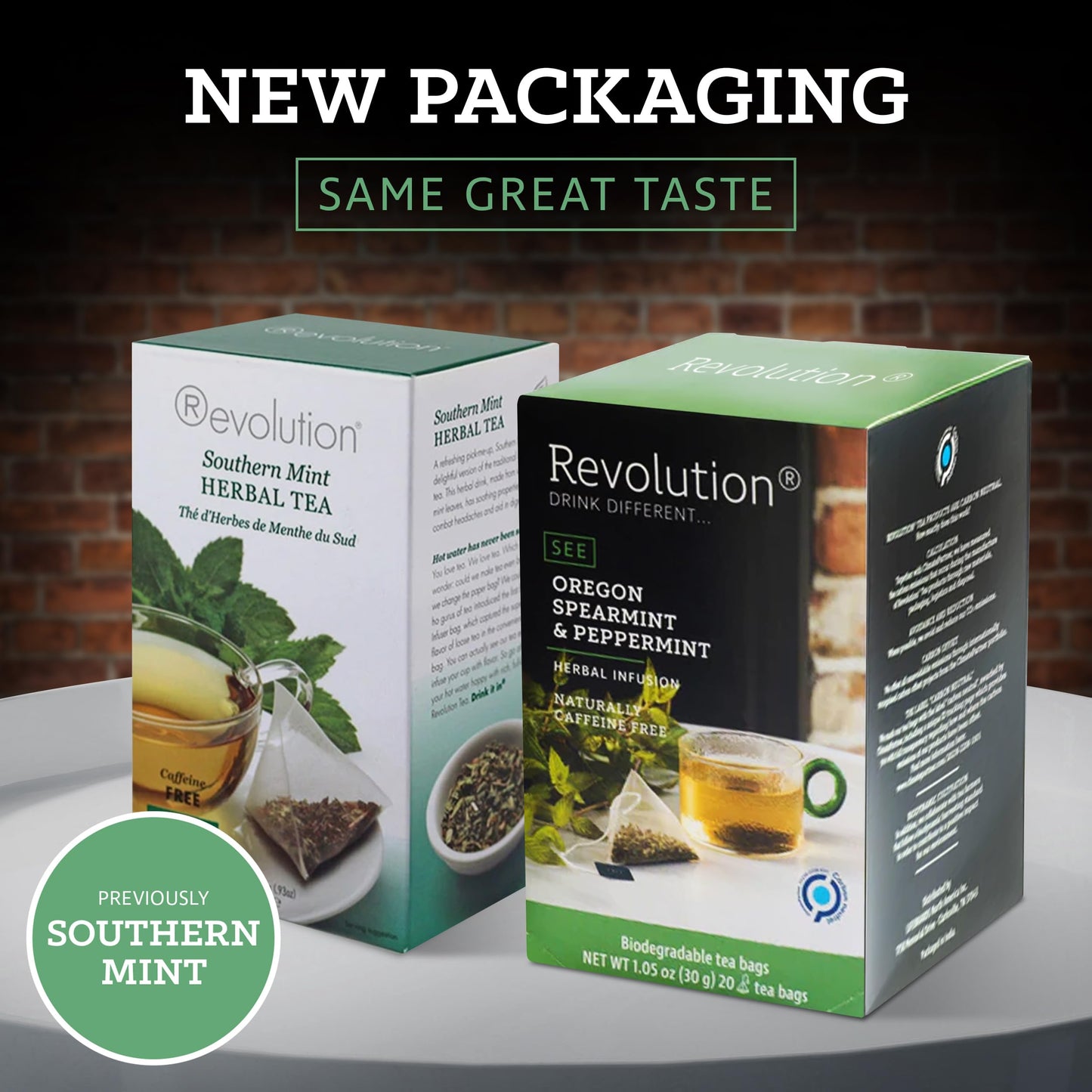 REVOLUTION TEA® Southern Mint [THE ORIGINAL] - Oregon Spearmint & Peppermint - Premium Full Leaf Tea - Biodegradable Infuser Tea Bags - Herbal Tea