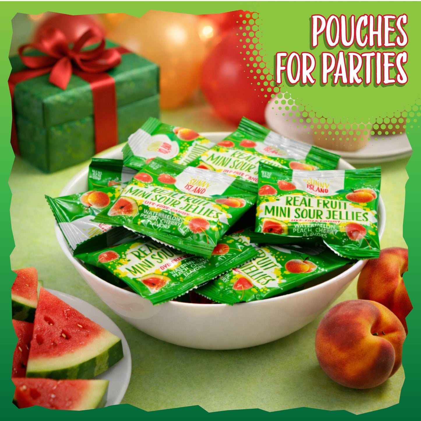 Sour Fruit Jelly Candy | 12 Packs | Dye Free Candy Individually Wrapped | Vegan Gummies with Real Fruit Puree | Assorted Flavors | Gelatin Free Plant