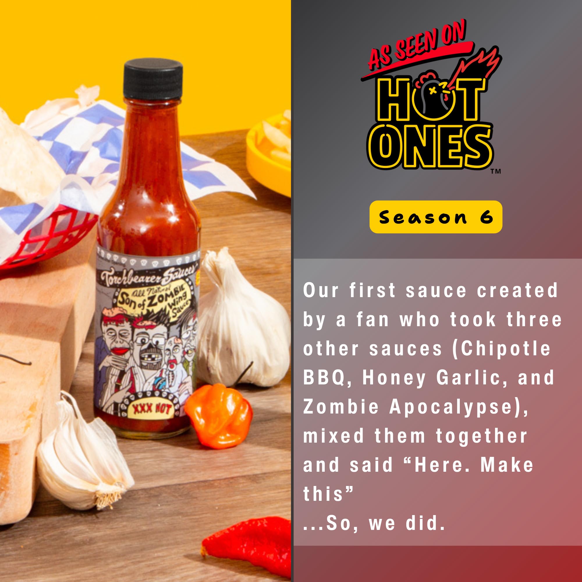TorchBearer Sauces Son of Zombie Wing Sauce, 5 oz, Heat level: 6 XXX Hot - Featured on Hot Ones - All Natural, Extract-Free, Made in USA