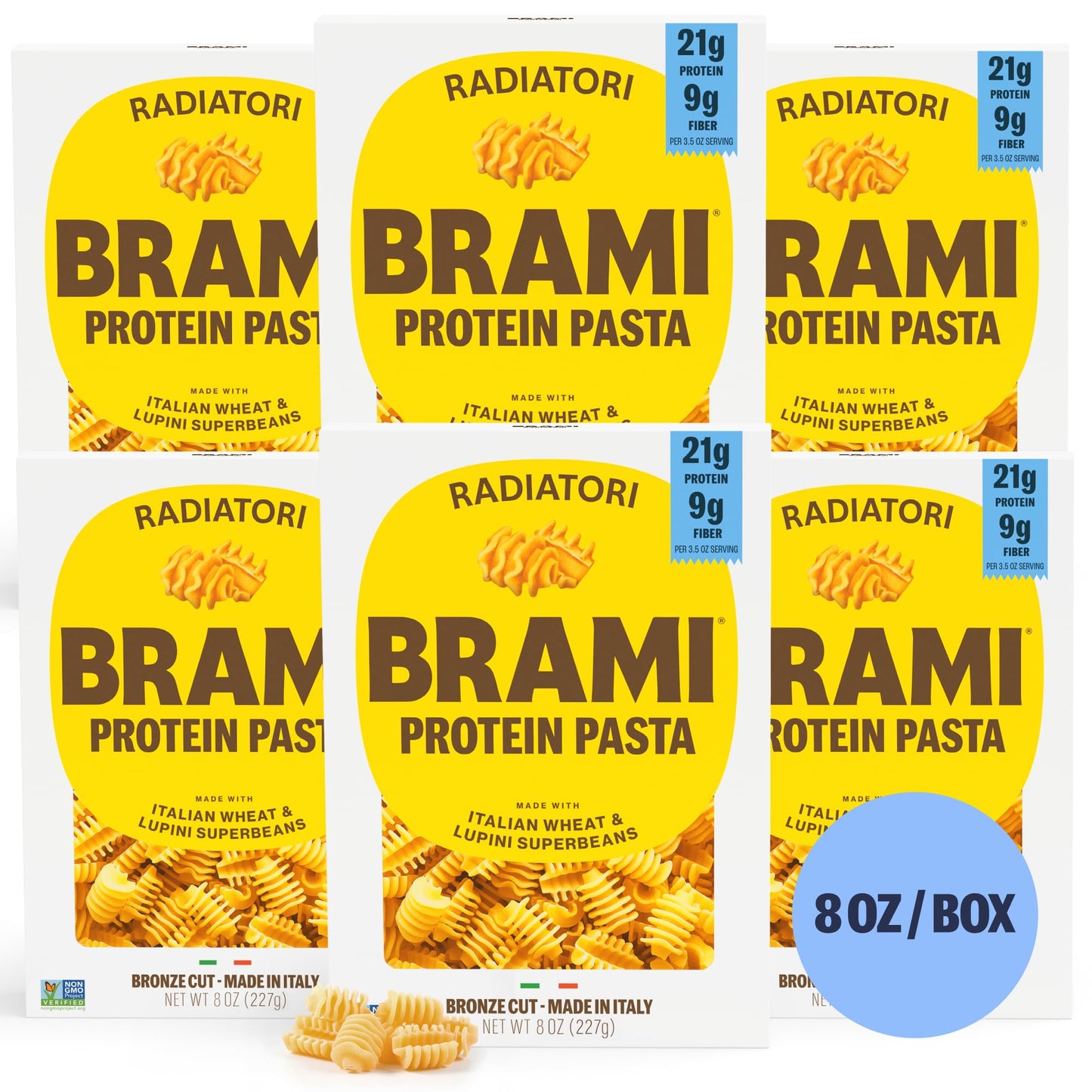 Brami Radiatori Italian Protein Pasta | Low Carb | High Fiber | High Protein | Keto | Non-GMO | Made in Italy | Dry Pasta | Semolina Pasta | Fortified