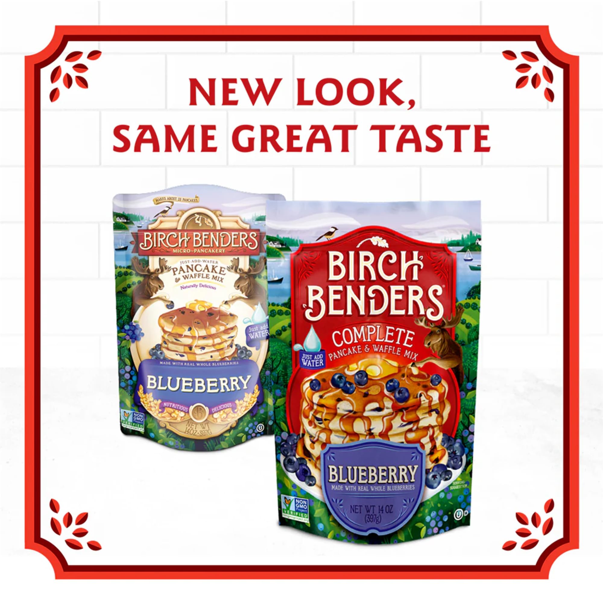 Blueberry Pancake & Waffle Mix By Birch Benders, Made With Real Blueberries, Non-Gmo, Just Add Water, Family Size, 14 Oz (Pack of 6)