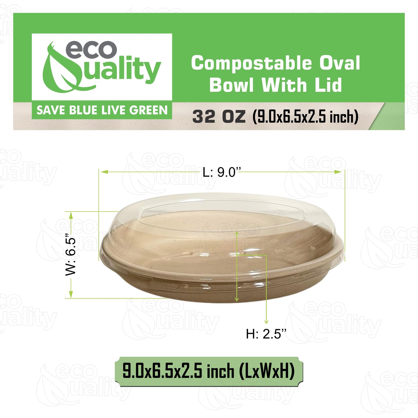 32 oz Disposable Compostable Fiber Oval Burrito Bowls with Dome Lids Heavy-Duty, Eco-Friendly Natural Bagasse Unbleached, Heat Resistant