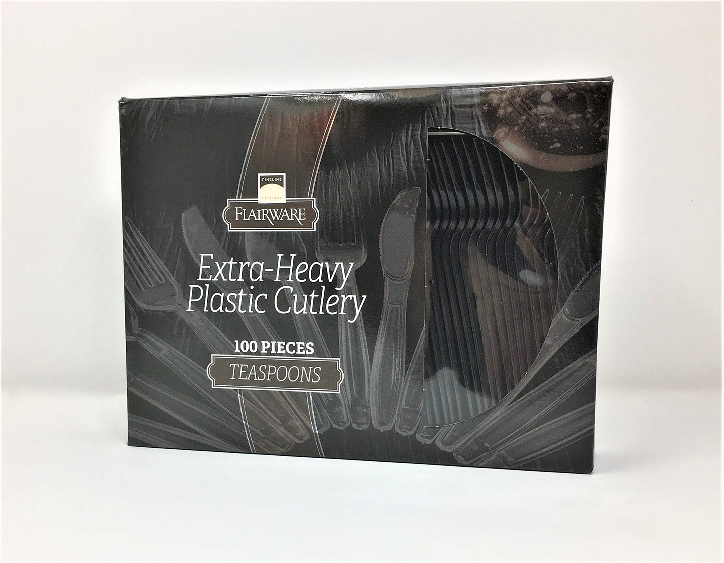 Fineline Flairware Collection Heavy Duty Black Plastic Spoons - Quality, Extra Durable Disposable Teaspoons, Practical for Serving and Portioning Hot