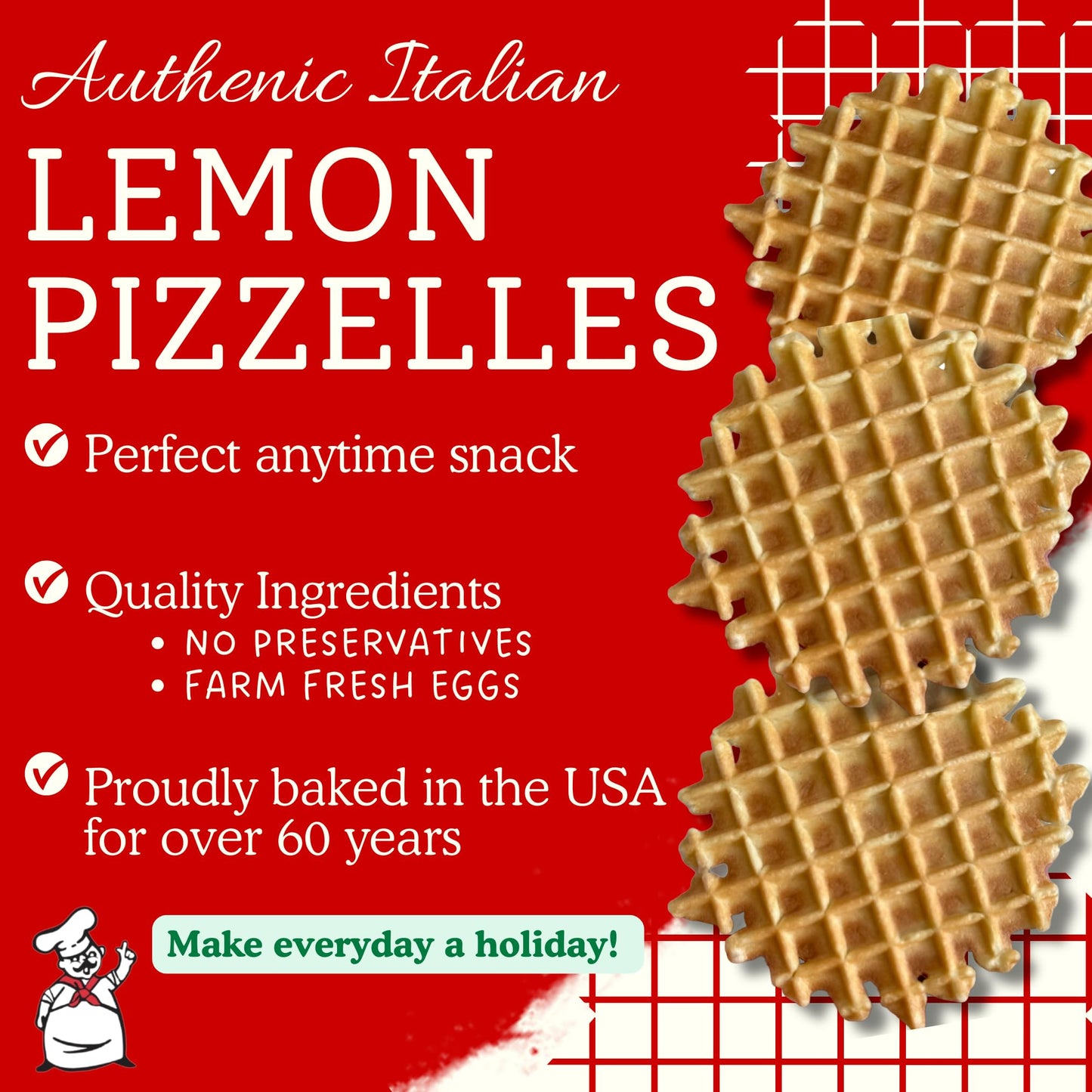 Little Pepi's Pizzelles, Lemon, Natural and Artificial Flavors , 7 Ounce