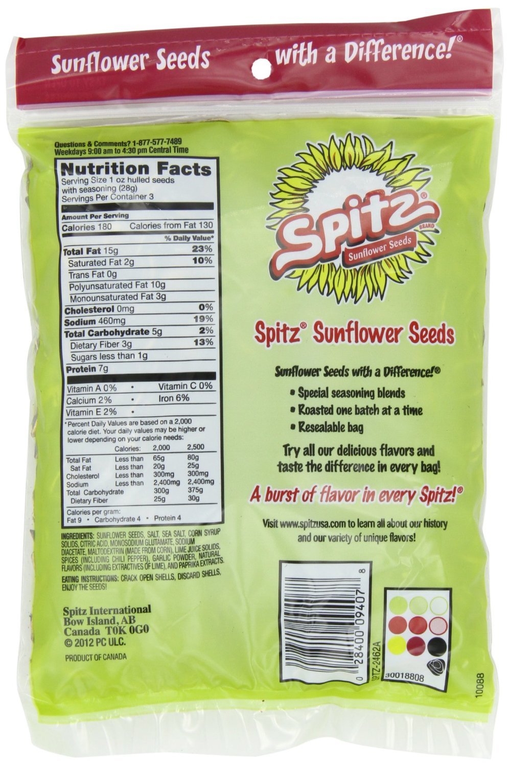 Spitz, Sunflower Seeds, Chili Lime Flavored, Big Bag, 6oz Bag (Pack of 4)