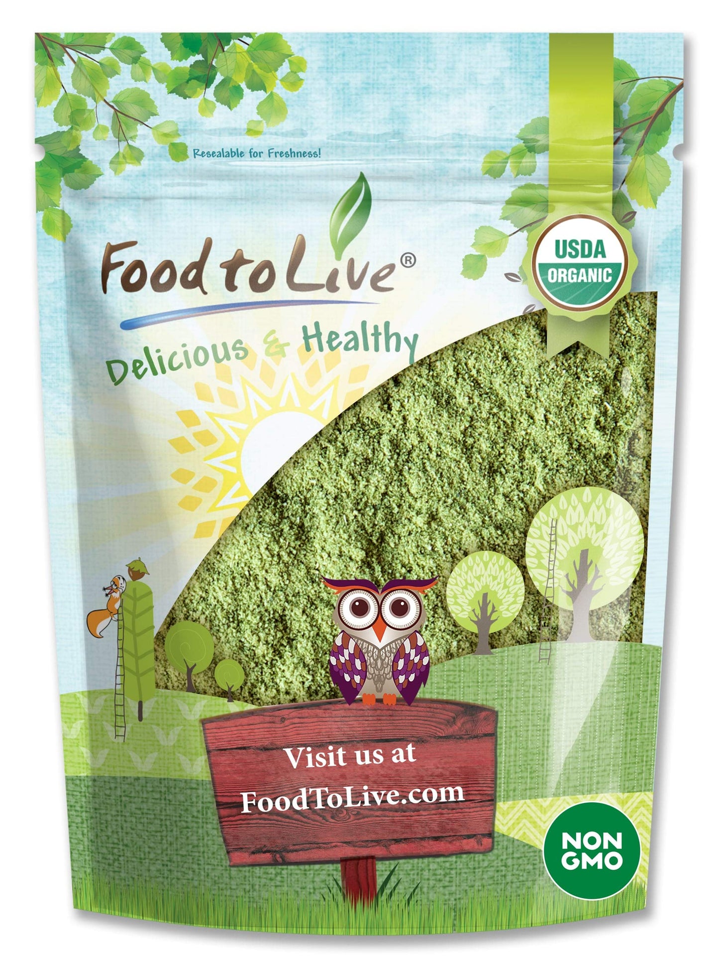 Organic Barley Grass Powder, 12 Ounces - Non-GMO, Finely Ground Whole Dried Young Leaves, Pure, Kosher, Vegan, Bulk. Good Source of Fiber, Protein