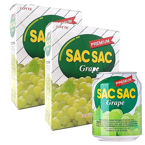 Korean Best Variety Energy Drink Box Deal - SACSAC, RICE PUNCH, PEAR JUICE - (SACSAC GRAPE, 24 CANS)