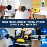 Diamond Shine 21-Piece Drill Power Scrubber Attachment Set - Includes Scrub Pads, Sponges, and Brushes - All Purpose Electric Cleaning Accessories