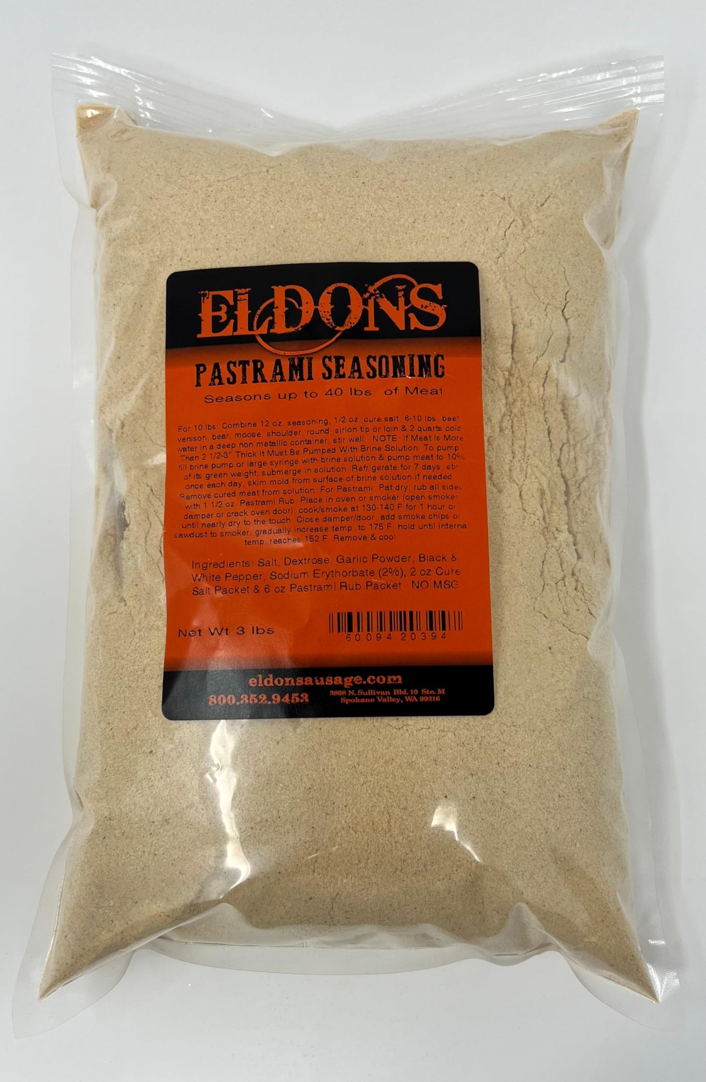 Eldon's Pastrami Seasoning Brine Rub and Cure Kit - Seasons 40 lbs of Dried Meat