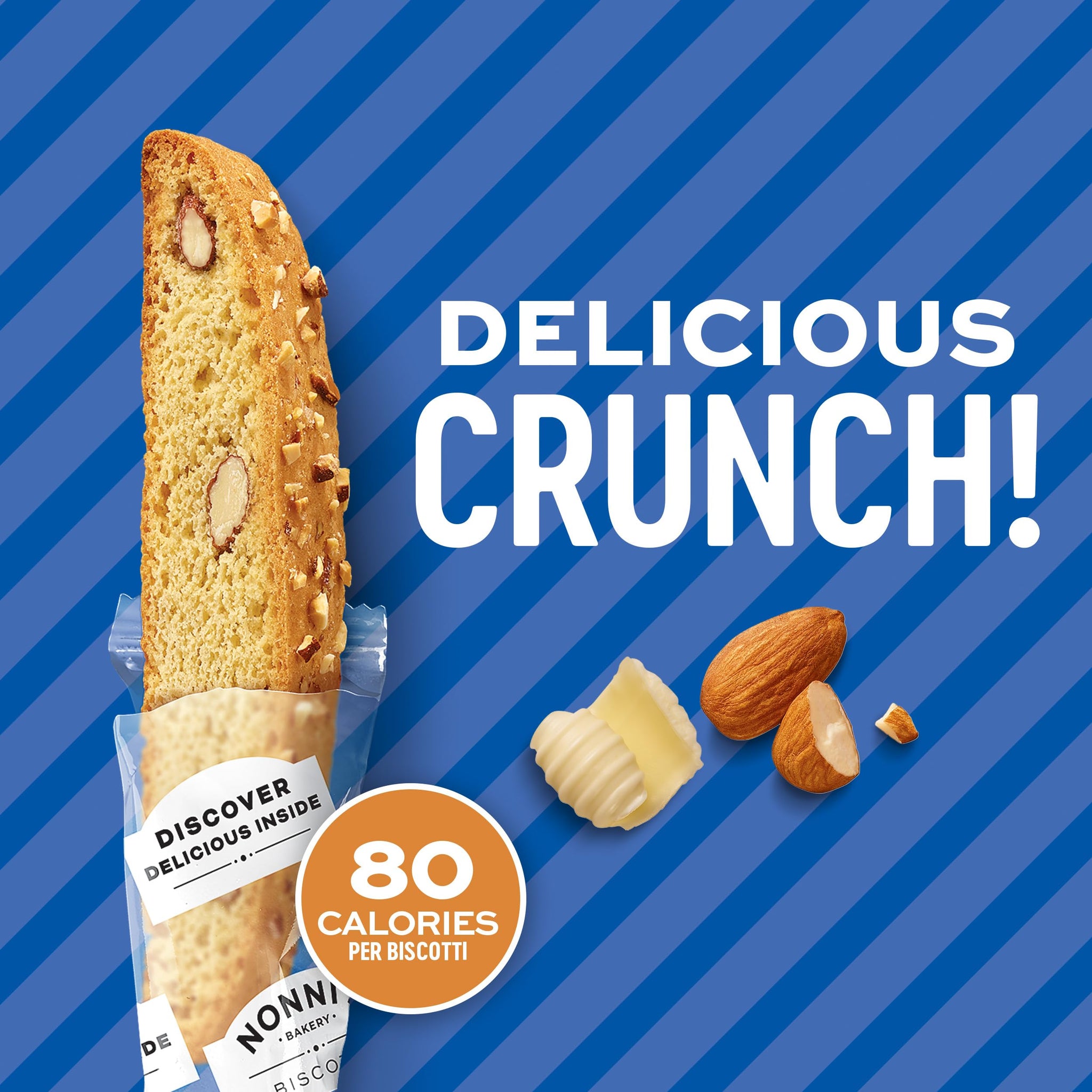 Nonni's Originali Classic Almond Biscotti Cookies - Individually Wrapped Italian Coffee Snack, Crunchy Twice-Baked, 80 Cal Each, 17.25 oz Carton