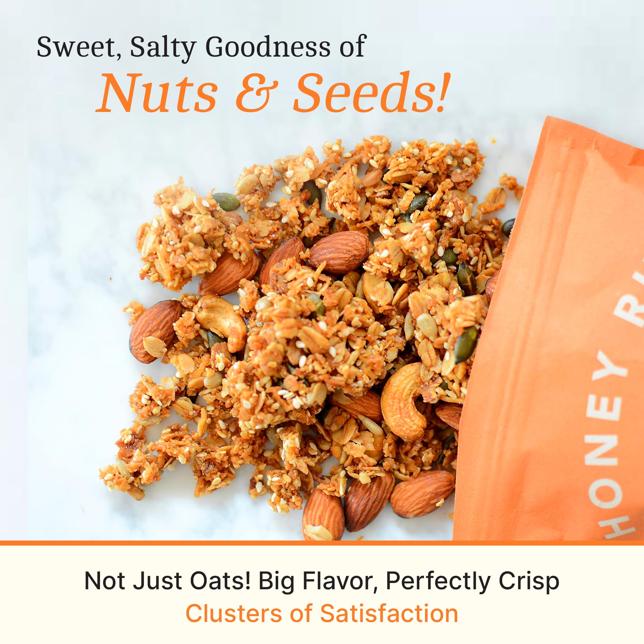 Bearclaw Kitchen Honey Run Granola 3-Pack - Snackable Clusters with Brown Butter & Local Honey - Gluten-Free Oats, Almonds, Cashews, Seeds