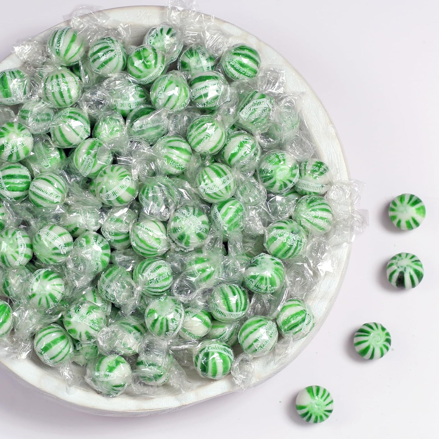 Jumbo Spearmint Mint Balls - 3 lb Bulk - Green Starlight Mints - Individually Wrapped Hard Spearmint Candy for Candy Buffets & Events