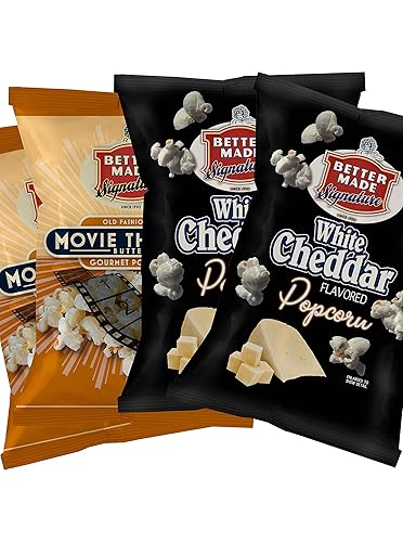 Better Made Special White Cheddar & Movie Theater Butter Popcorn Variety Pack (4) x 8oz (Pack of 4)
