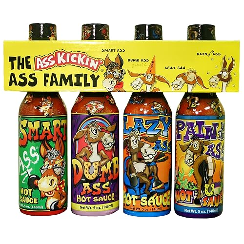 KICKIN' Family Hot Sauce Gourmet Gift Set - 5oz. 4 Pack - Try if you dare! - Perfect Ultimate Gourmet Gift for the Hot Sauce Fan