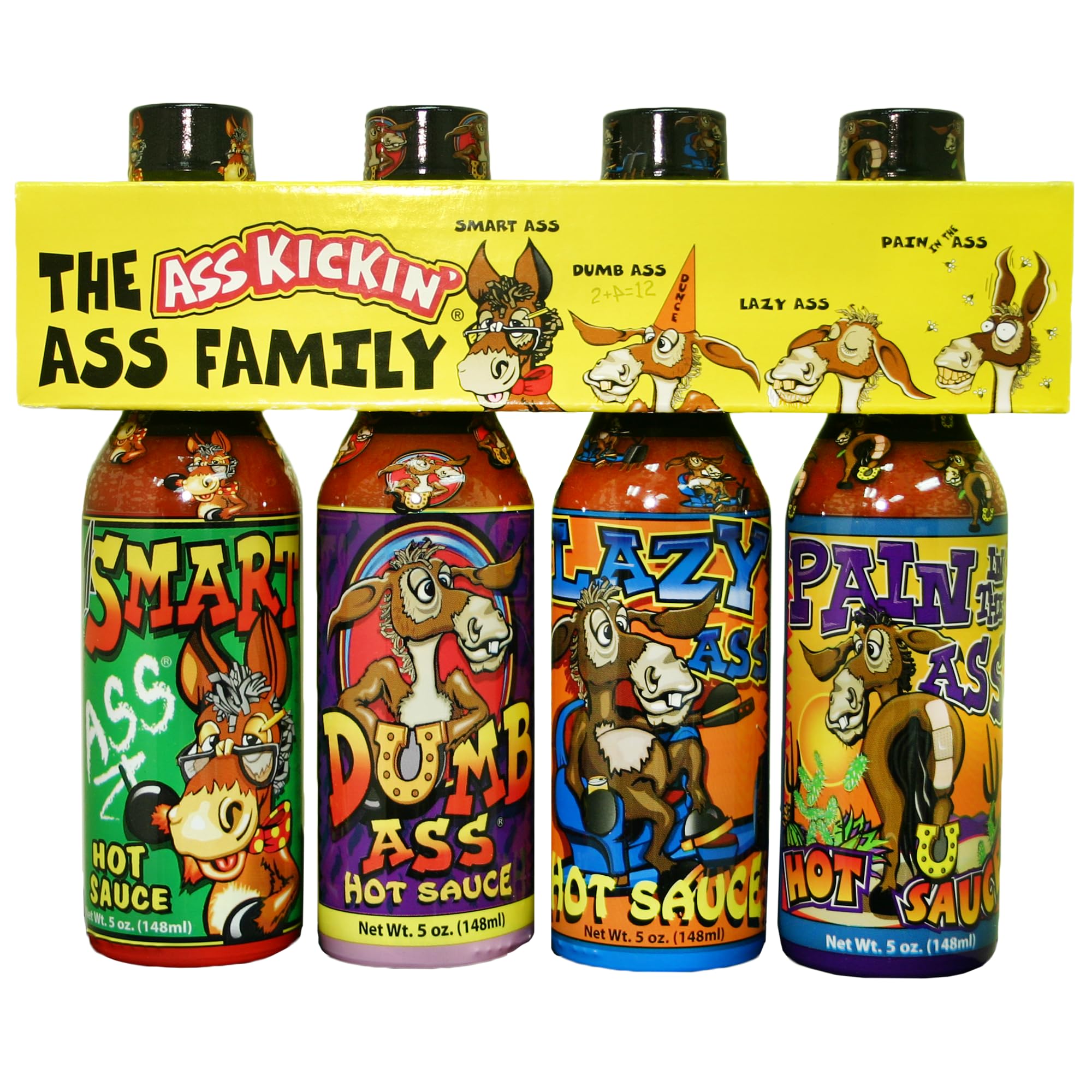 KICKIN' Family Hot Sauce Gourmet Gift Set - 5oz. 4 Pack - Try if you dare! - Perfect Ultimate Gourmet Gift for the Hot Sauce Fan