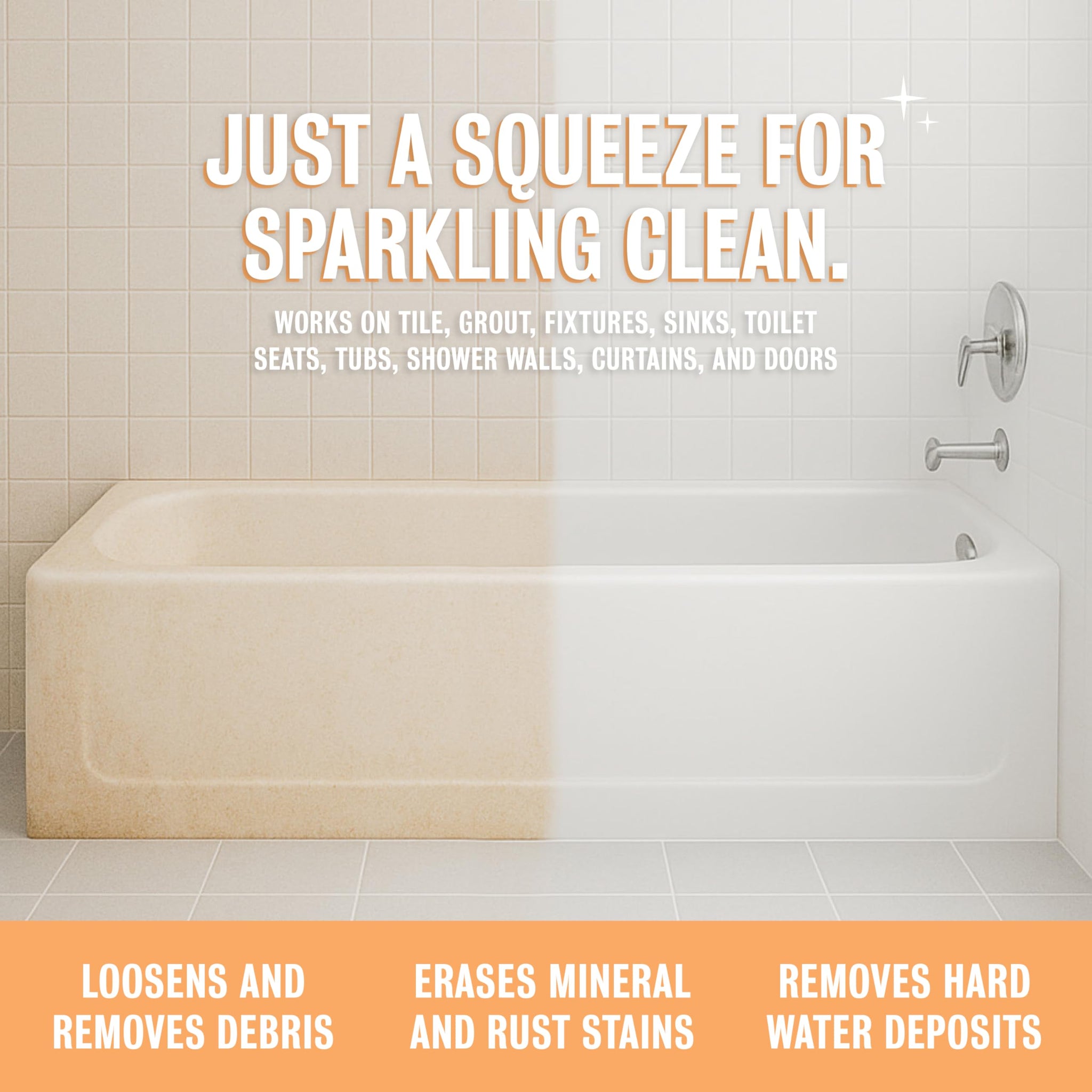 Rebel Green Neat and Tidy Tub & Tile Bathroom Cleaner Spray - Chamomile Orange Blossom Scent - Plant-Based Formula for Showers, Sinks, Tubs, Toilets