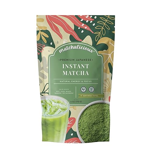 Matchalicious Japanese Matcha Powder, Unsweetened Green Tea Powder Vegan, Gluten Free, 0g Sugar, For Baking, Lattes, Smoothies, and Matcha Tea, Just