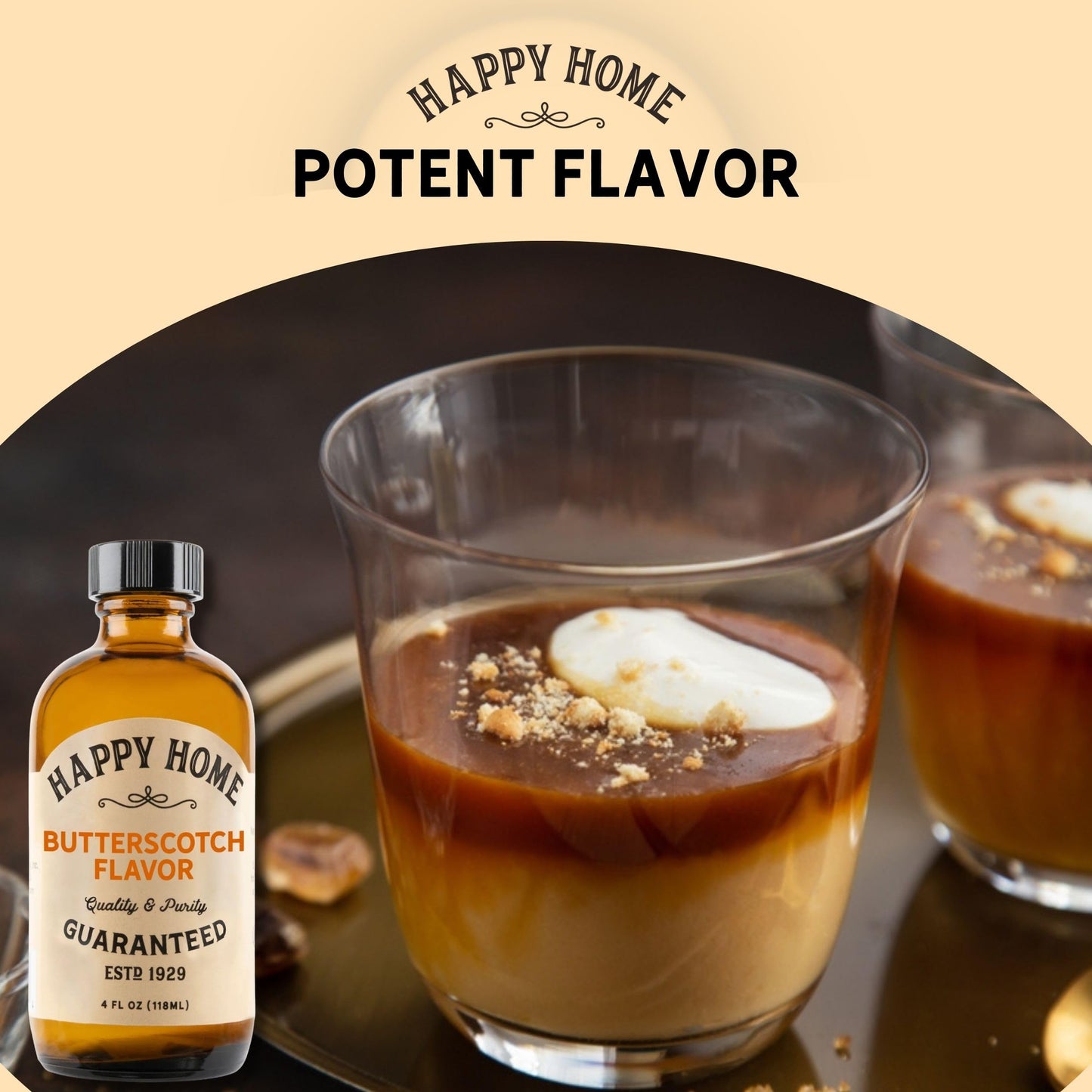 Happy Home Butterscotch Flavor Extract, Gluten-Free, Dairy-Free, Nut-Free, Kosher, 4 fl oz