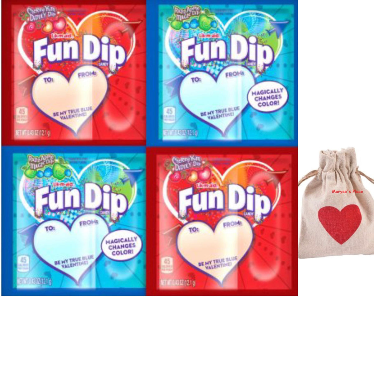 Valentine's Day Gift - Fun Dip Valentine's Day Candy, Friendship Exchange, 60 Ct Box Come With Maryse's Place Treat Bag (fun dip cherry valentines