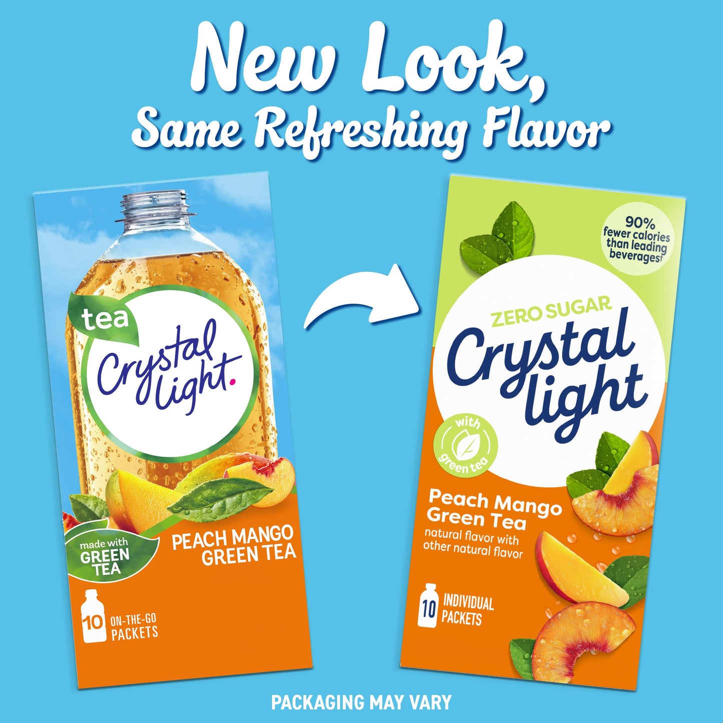 Crystal Light Drink Mix, 10 Packets, for Convenient On-the-Go Flavorful Hydration, Naturally flavored with other natural flavor Peach Mango Green Tea