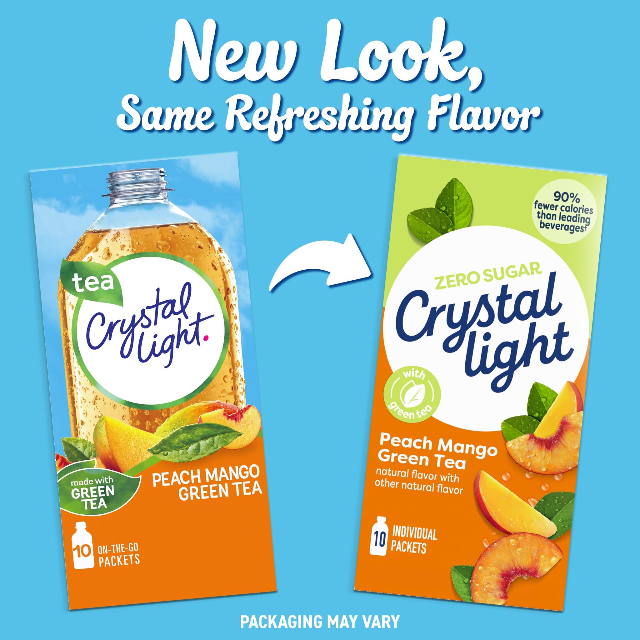 Crystal Light Drink Mix, 10 Packets, for Convenient On-the-Go Flavorful Hydration, Naturally flavored with other natural flavor Peach Mango Green Tea