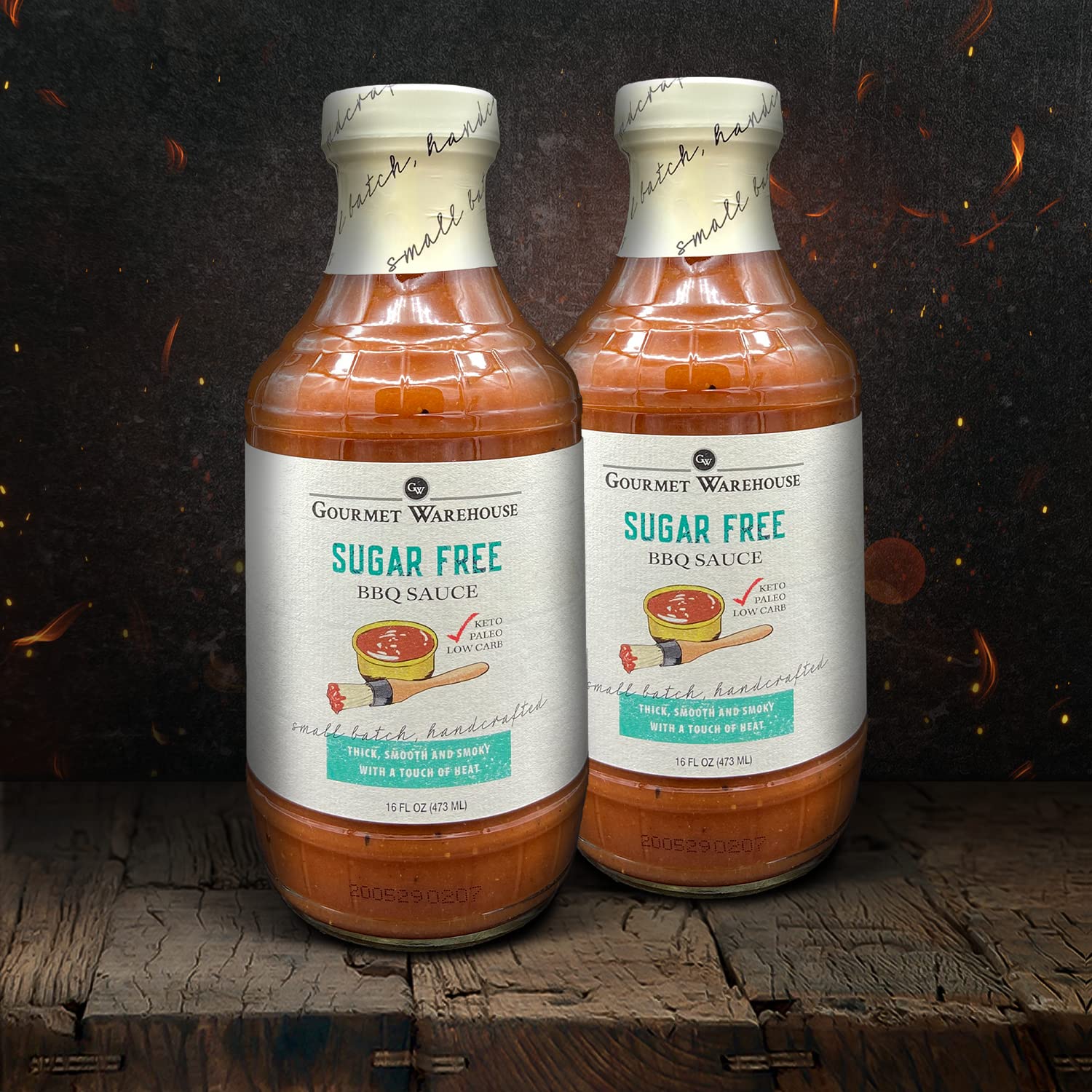 Gourmet Warehouse Sugar Free BBQ Sauce, Premium Barbecue Sauces Handcrafted In Small Batches Gluten-Free, HFCS-Free, Low Carb, Paleo, Keto Friendly