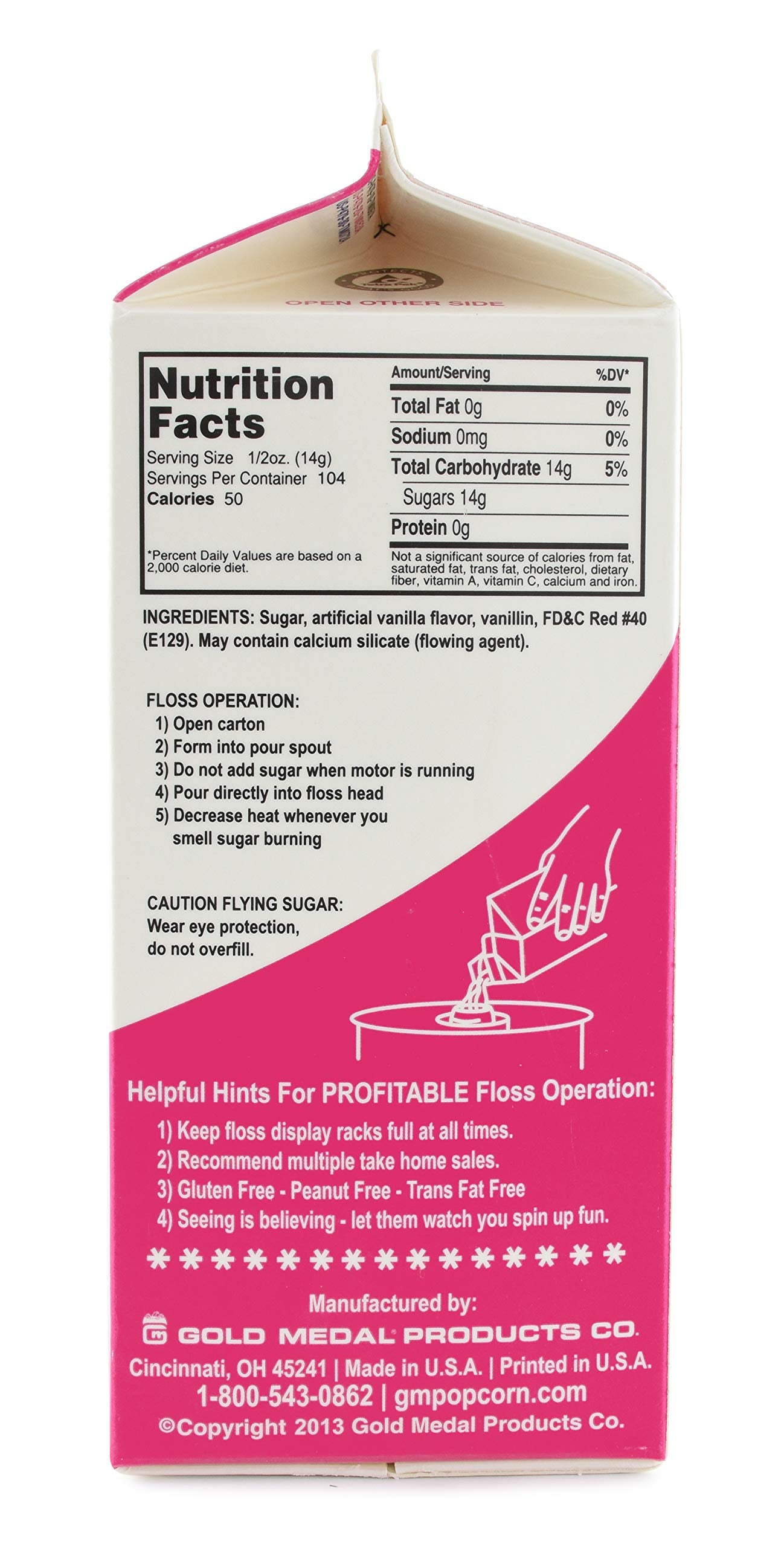 Gold Medal 3208 Bubble Gum Flossugar, 3.25 lb Carton