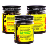 Don Chilio Mexican Chile Crisp Variety Bundle, 5 oz., 3 Pack - Crunchy Sliced Habanero, Jalapenos & Serrano Fried Chili Peppers in Hot Seasoned 100%