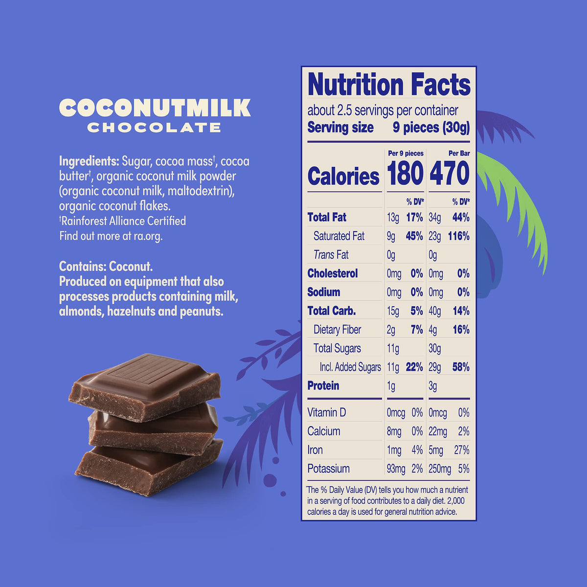 LOVO Dairy Free Coconutmilk Milk Chocolate Bars, 8 Pack