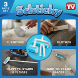 Schticky Lint Roller Set - Reusable & Washable Lint Roller Cleaner for Clothes Sofa Furniture Car Cat Dog Hair - Clean in a Quicky with Schticky (3
