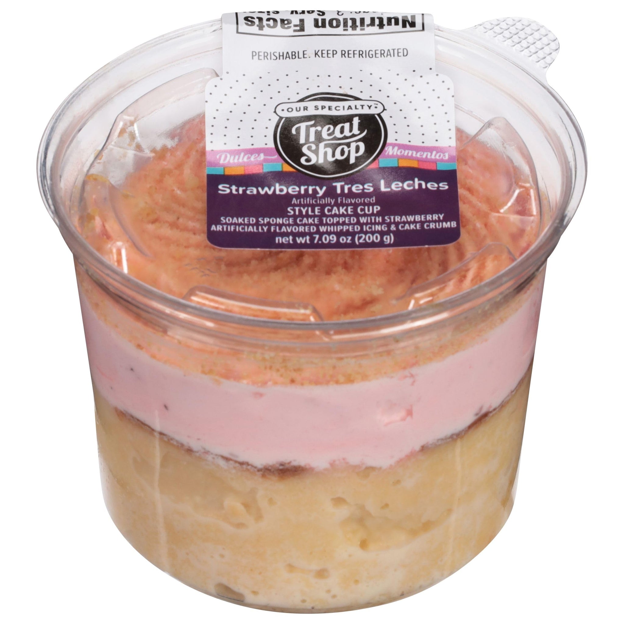 Our Specialty Strawberry Tres Leches Style Cake Cup, Frozen, 7 Oz
