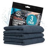 Chemical Guys Workhorse Professional Grade Microfiber Towels for Cars - Black 16x16 Inch Microfiber Cleaning Cloths for Home & Pet Drying, Soft
