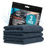 Chemical Guys Workhorse Professional Grade Microfiber Towels for Cars - Black 16x16 Inch Microfiber Cleaning Cloths for Home & Pet Drying, Soft