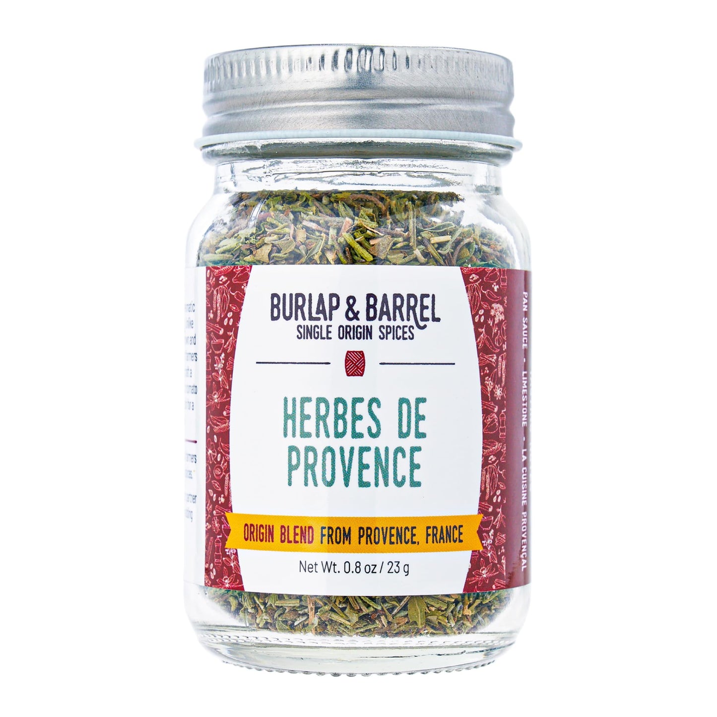 Burlap & Barrel Herbes de Provence - Iconic Herb Blend Grown & Blended in France - Herbes de Provence Seasoning - As Seen on Shark Tank - 0.8oz Glass