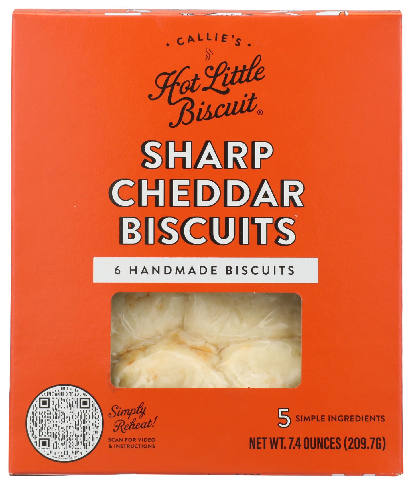 Callie's Hot Little Biscuit| Sharp Cheddar Biscuits | Fluffy, Tender, Sweet | Tasty Homemade Treat Biscuits | 12 Biscuits (7oz per pack)