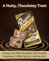 Rawmio Hazelnut Quinoa Crunch Bark - Crunchy Chocolate Bars with Dietary Fiber - Vegan Chocolate with Hazelnuts, Organic Quinoa, & Sea Salt - Decadent