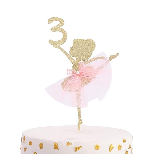 Ballet Cake Topper 1 to 5 Years Old - Ballerina, Birthday Party Decoration, Dancing Princess, Studio Photo Props (Ballerina 3)