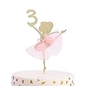 Ballet Cake Topper 1 to 5 Years Old - Ballerina, Birthday Party Decoration, Dancing Princess, Studio Photo Props (Ballerina 3)