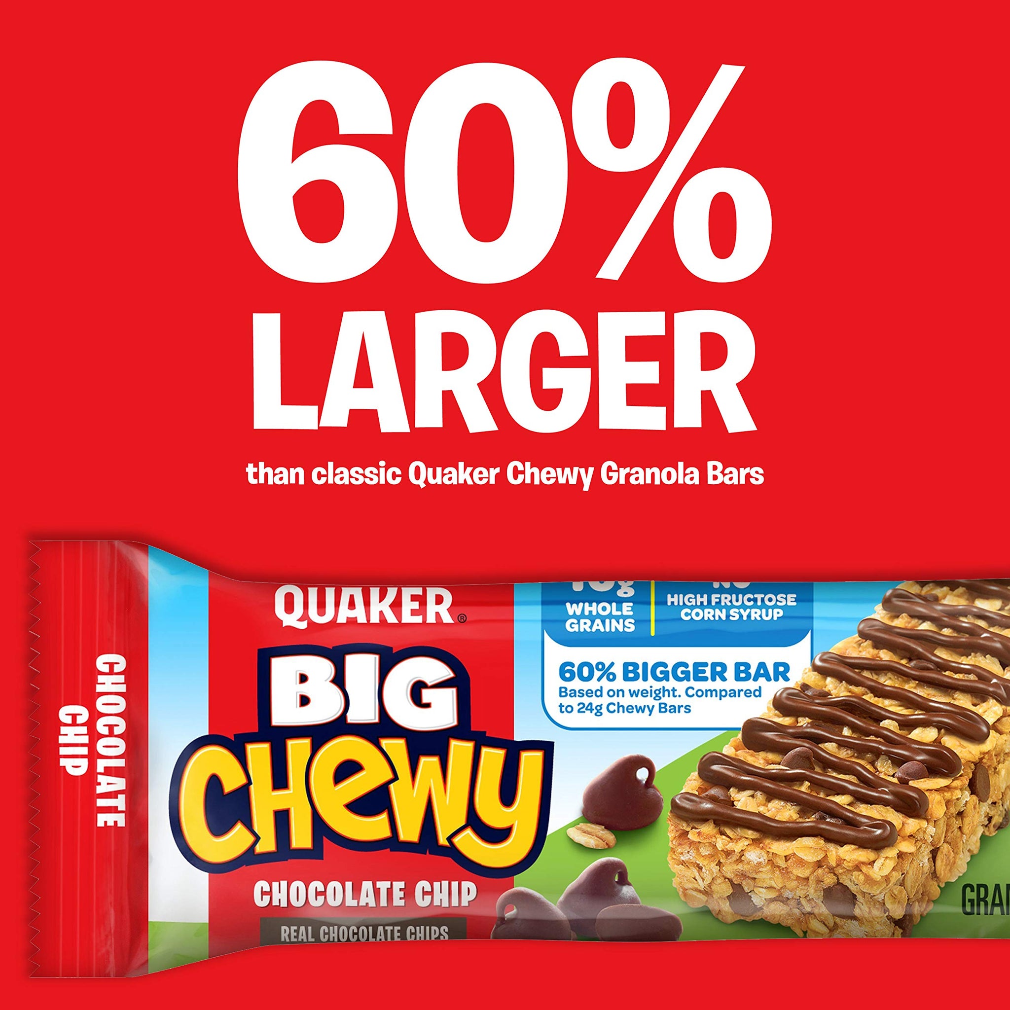 Quaker Big Chewy Granola Bars, 60% Larger, 2 Flavor Variety Pack, 36 Count (Pack of 1)