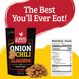 Almond Brothers Roasted Almonds - Crispy Onion n' Chili with Aleppo Pepper - Pack of 3, 5 oz - Hand Crafted, Gluten-Free, Non-GMO