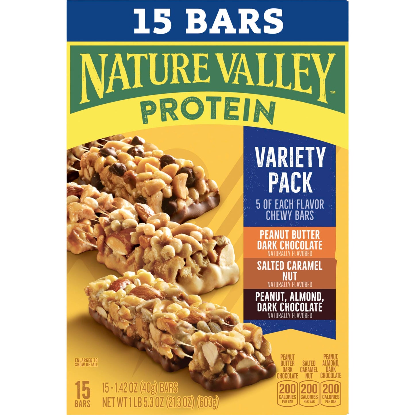Nature Valley Protein Bars Variety Pack, Gluten Free Chewy Granola Snack Bars, 10g Protein, Peanut Butter Dark Chocolate, Salted Caramel Nut, Peanut