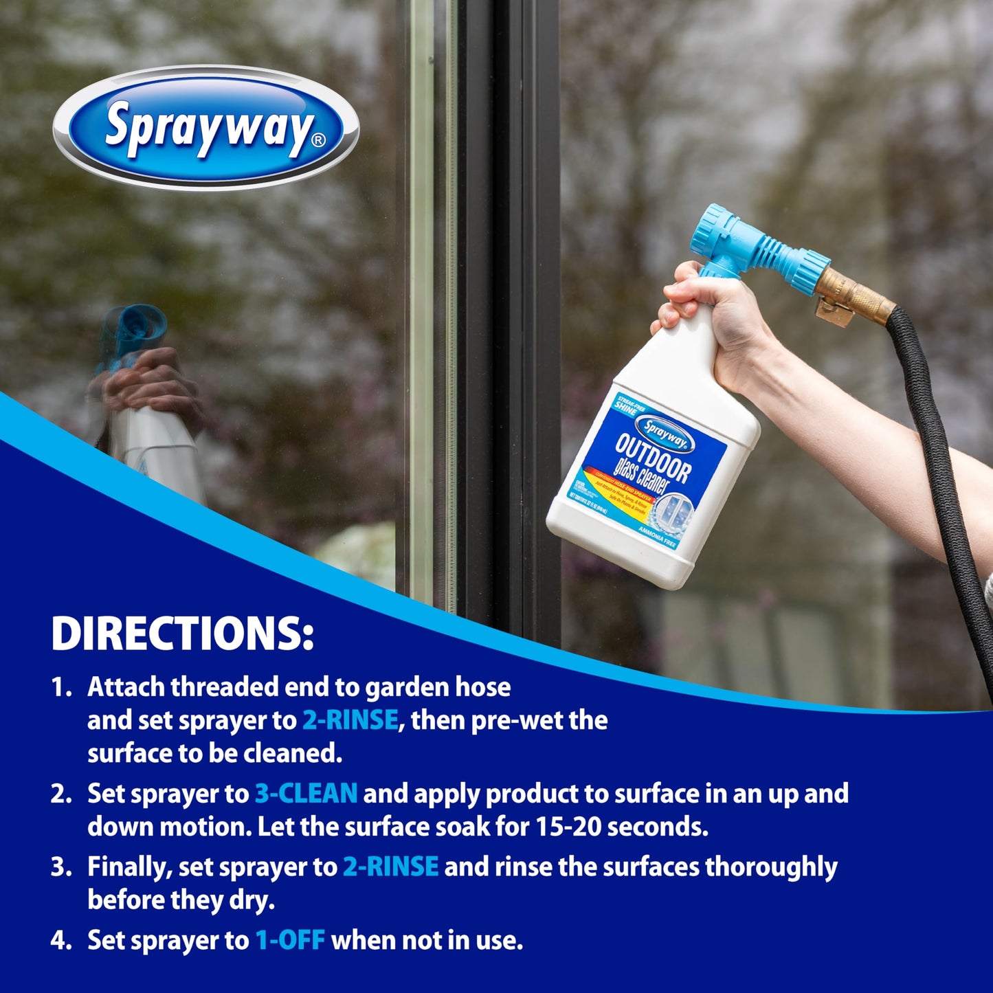 Sprayway Outdoor Glass Cleaner, 32oz | Streak-Free Shine, Foaming Action | Ideal for Windows, Patio Doors, and Outdoor Glass Surfaces