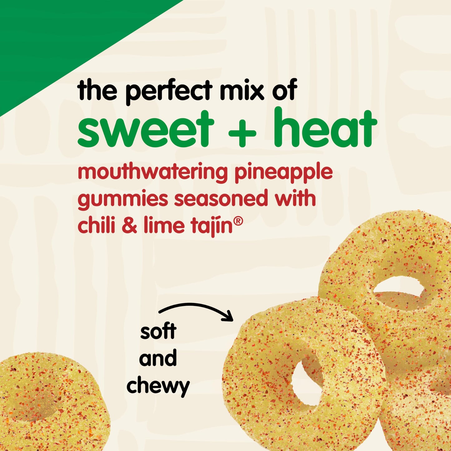 Snak Club Tajin Pineapple Rings Gummy Candy, Fruit Candy Gummies with Chili and Lime Seasoning, Mild, Gluten-Free and Vegan Snacks, 11 oz Resealable