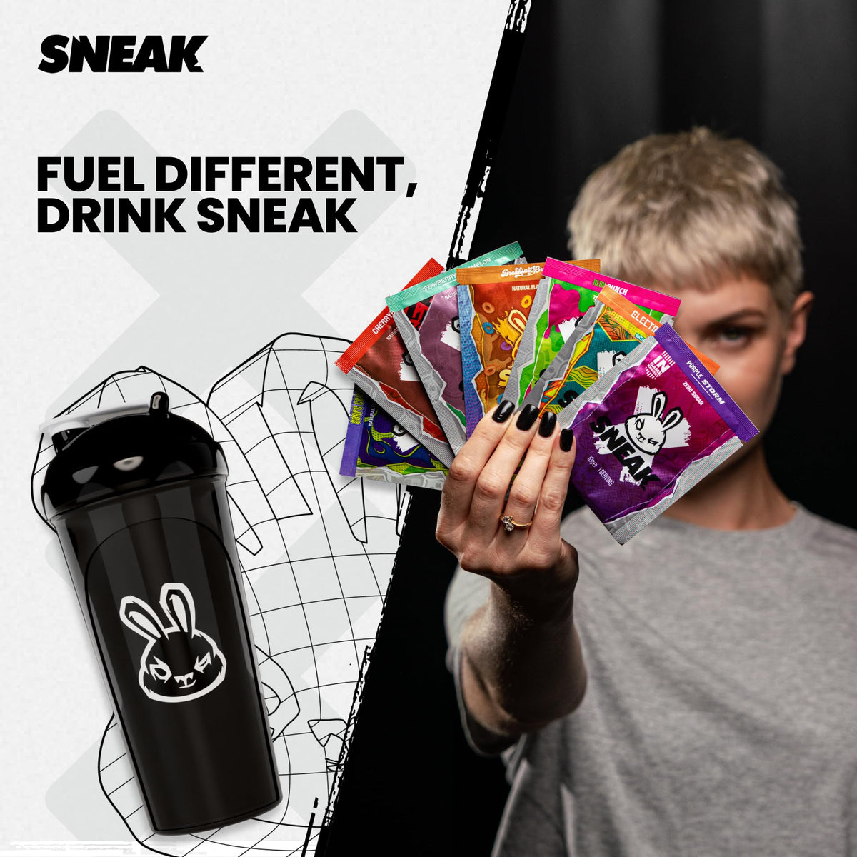 SNEAK Energy Drink Starter Pack | 9 Sachets with Shaker | No Sugar. No Nasties. Just Natural Caffeine, Focus-Boosting Nootropics