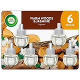 Air Wick Plug-In Scented Oil Refills, 6 Count, Warm Woods and Jasmine, Air Freshener, Essential Oils
