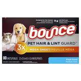 Bounce Pet Hair and Lint Guard Mega Dryer Sheets, Fresh Scent, 80 ct